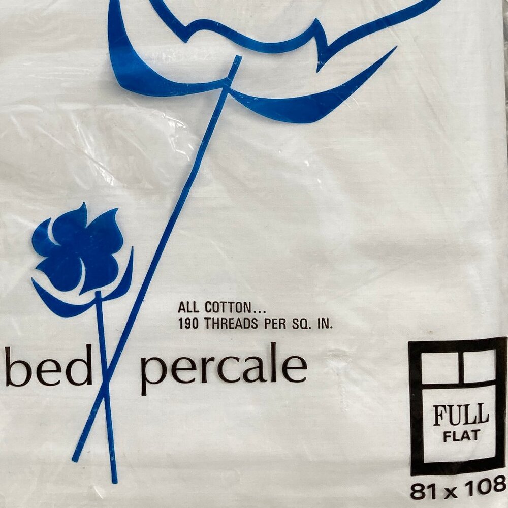 Sears Roebuck & Co. Vintage Combed Percale Cotton White Full Flat Sheet Unopened - Picture 4 of 4